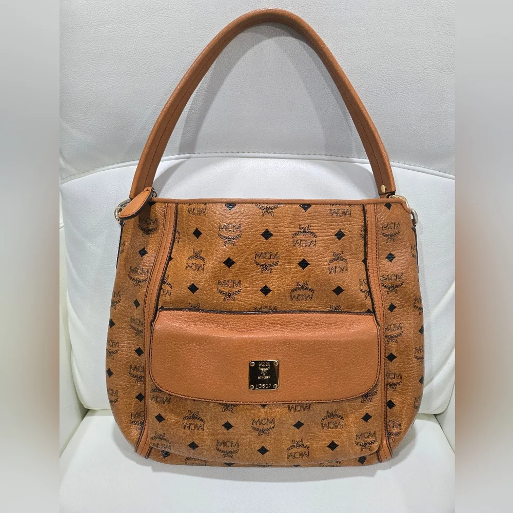 MCM Hobo Bag/Shoulder Bag Cognac Visetos made in Korea - Picture 1 of 13